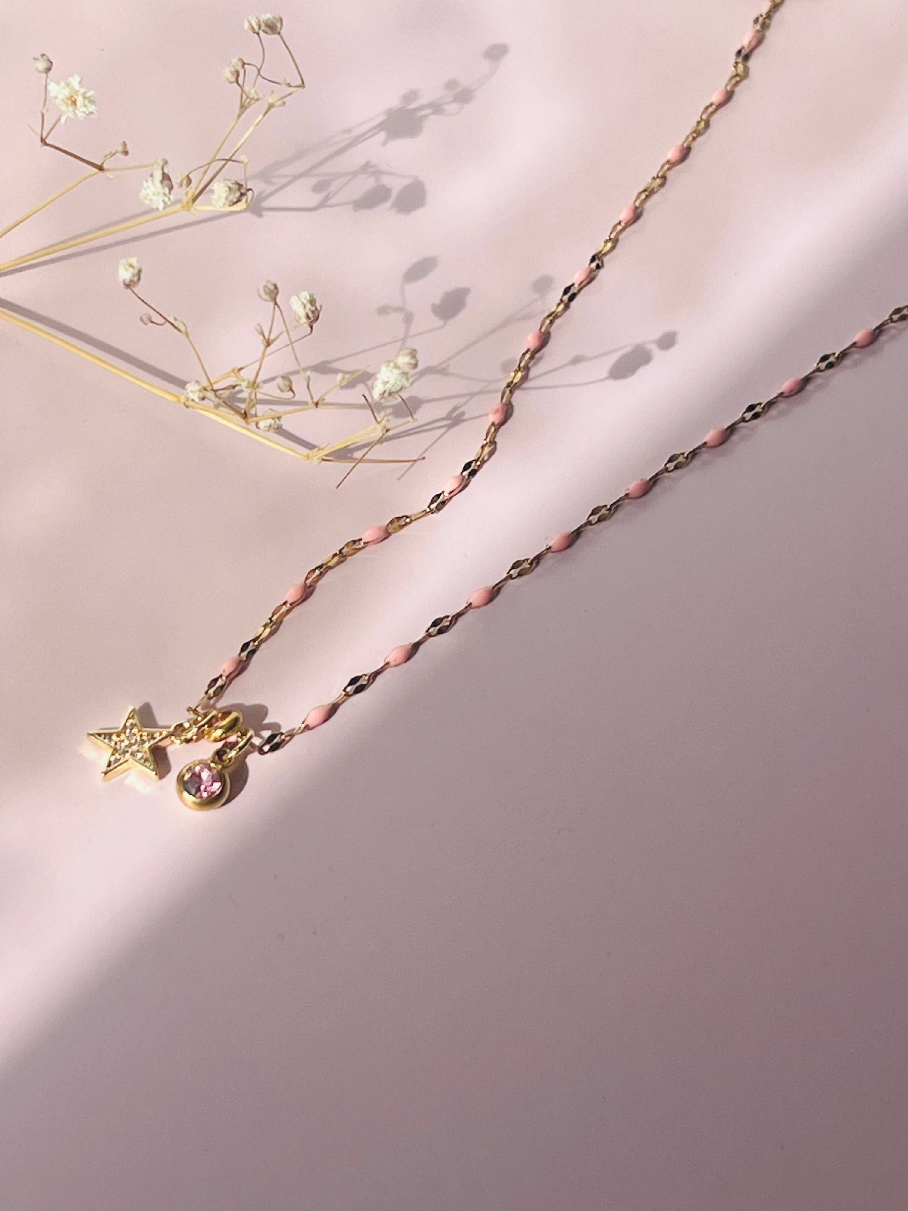 Pink stone necklace