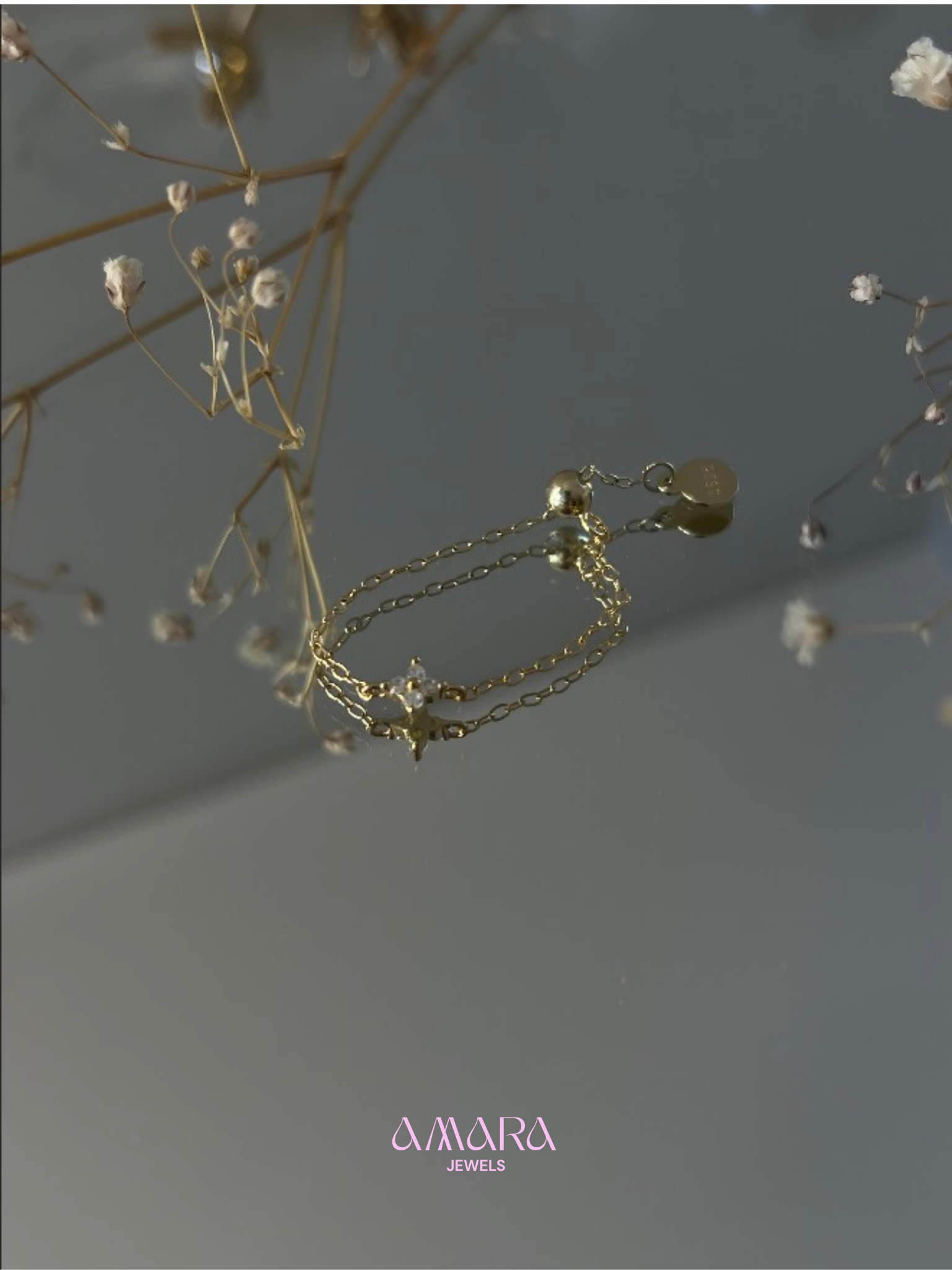 Zircon star chain ring